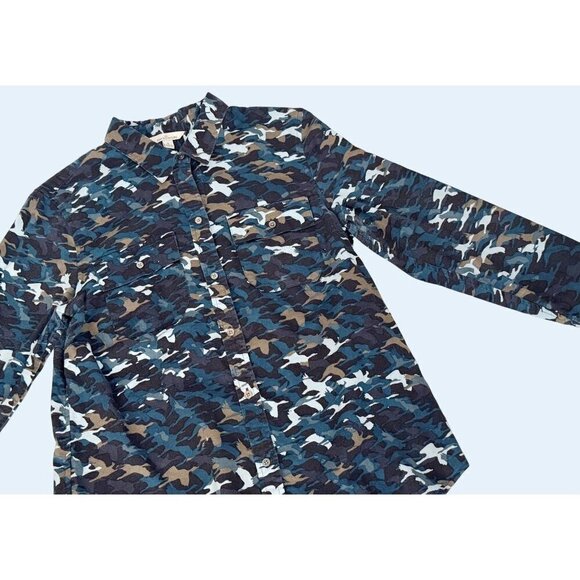 LL BEAN SIGNATURE 100% Cotton Camo Print Full Button Flannel Shirt Top Sz Sm - Picture 1 of 8